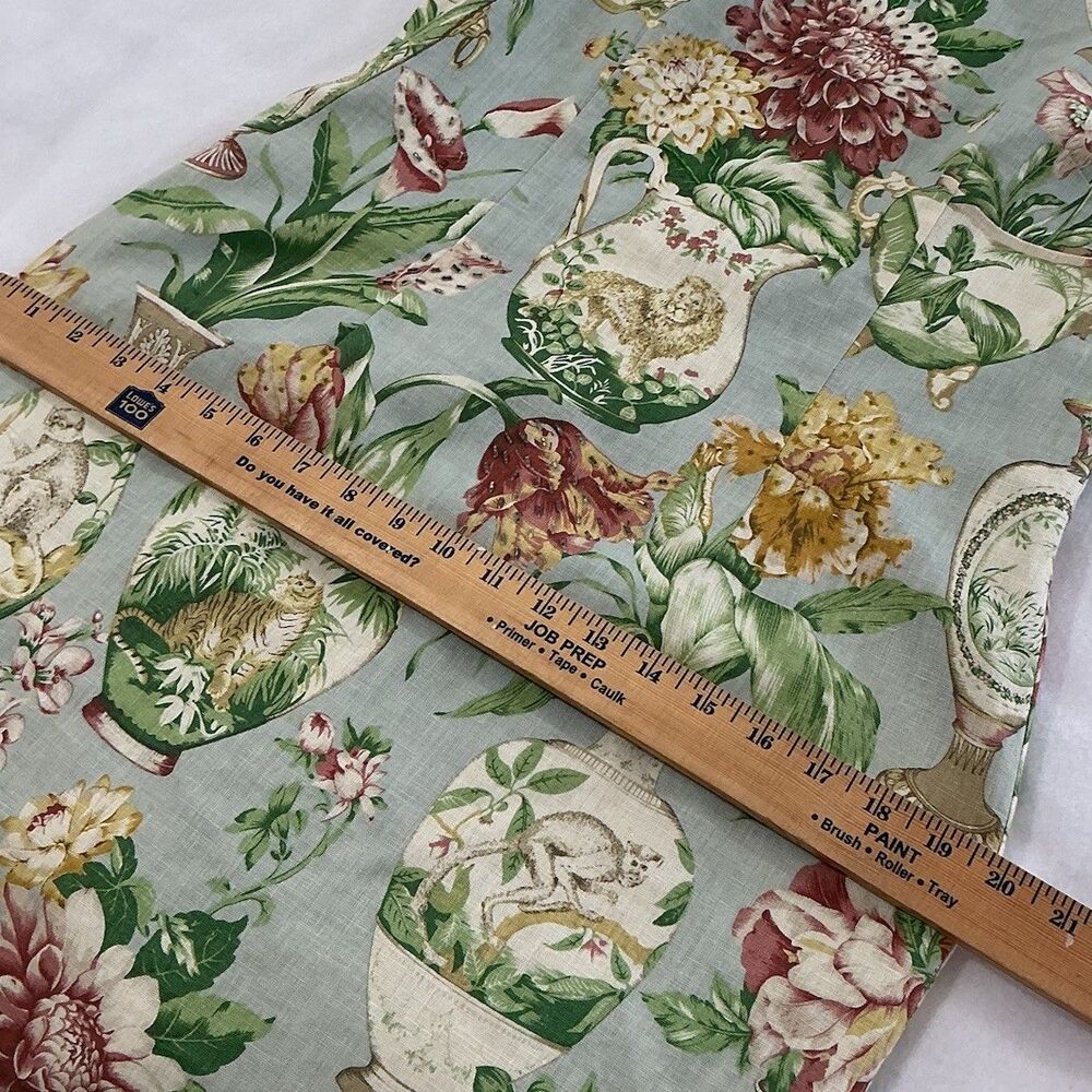Virgo Chinoiserie Linen Sheath Dress Sz. 10P Beaded Grand Millennial 90’s Floral - Picture 13 of 16